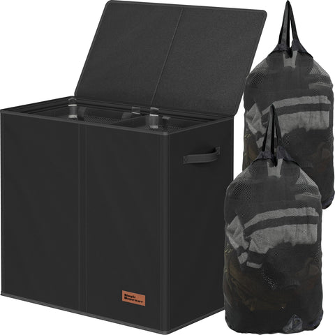 Simple Houseware double laundry hamper with lid keeps odors contained and clothes neatly out of sight.