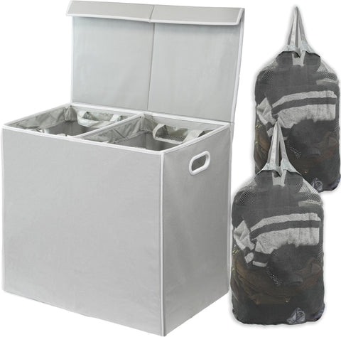 Simple Houseware double laundry hamper with lid closed conceals laundry and clutter