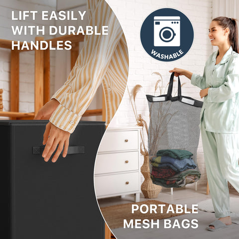 Simple Houseware hamper features easy-to-grab side handles for quick movement.