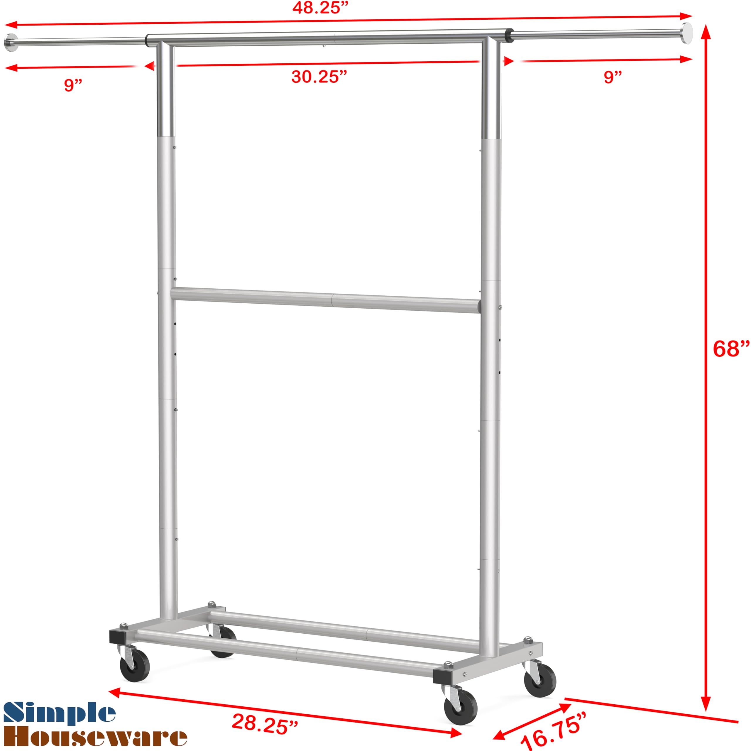 Simple Houseware garment rack in use for organizing wardrobe and creating extra closet space