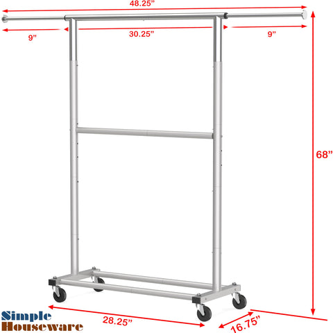 Simple Houseware garment rack in use for organizing wardrobe and creating extra closet space