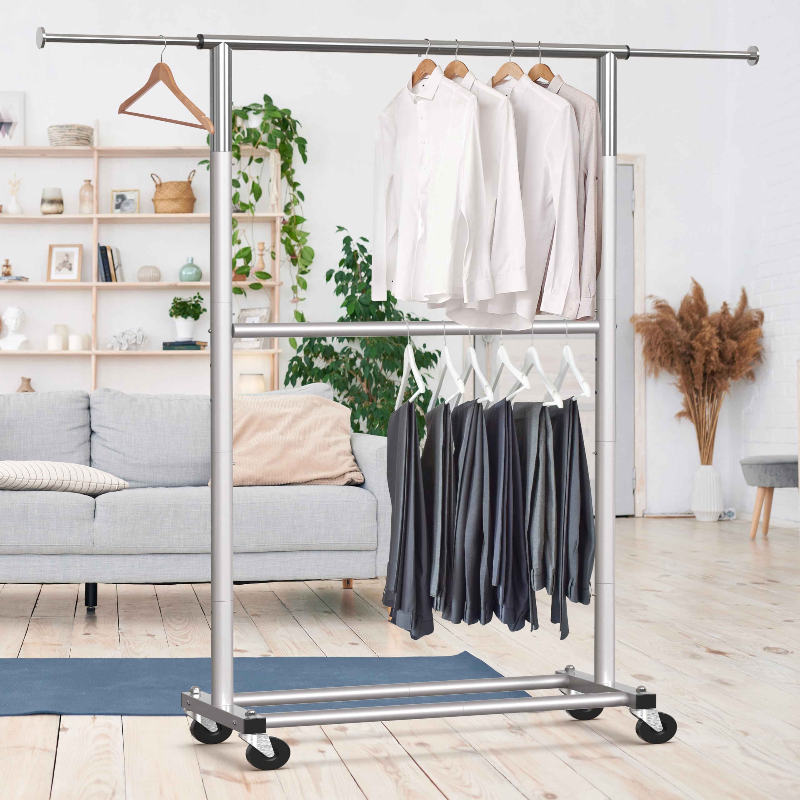 Simple Houseware garment rack steel frame emphasizes durability and modern look