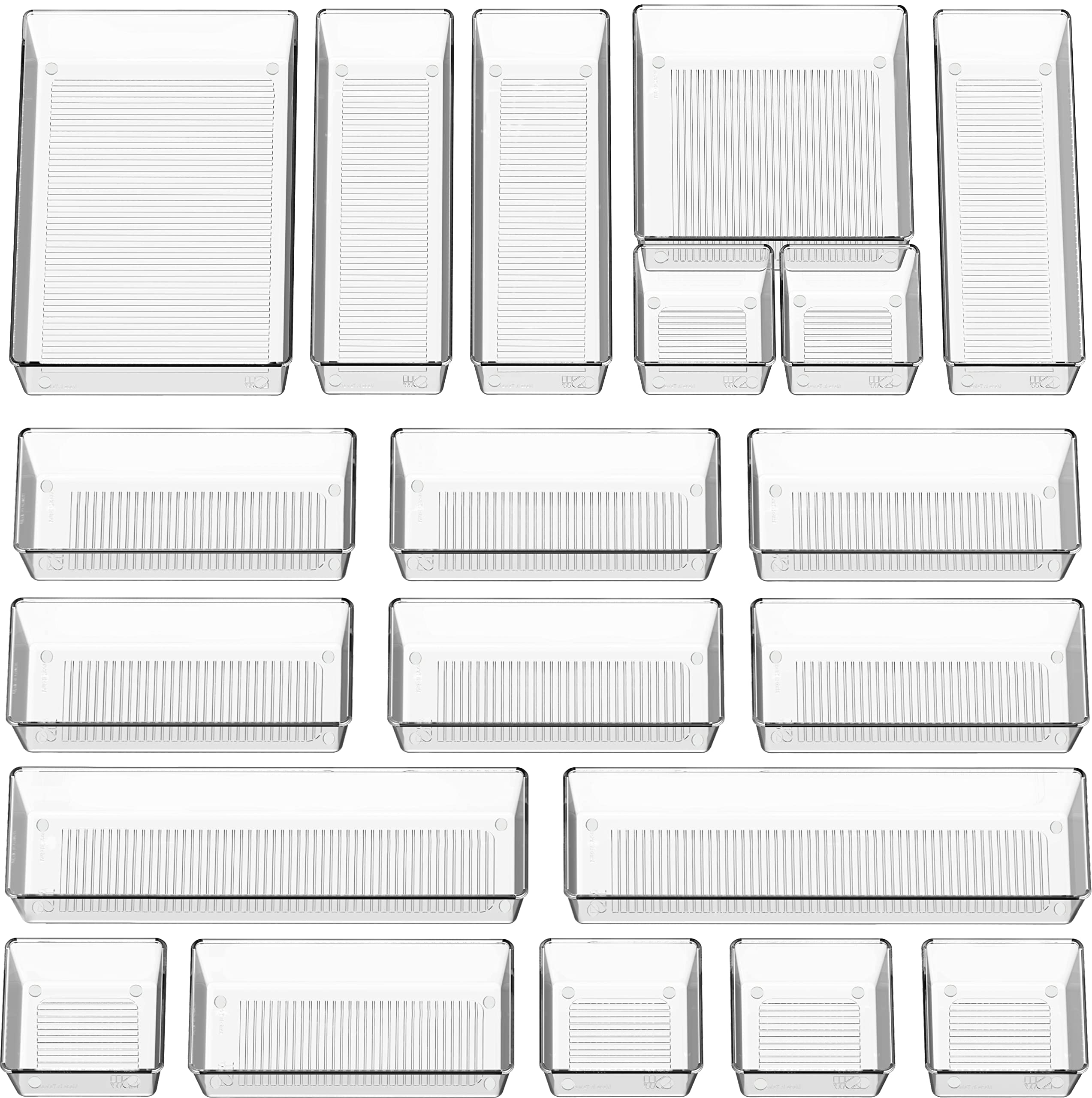 Simple Houseware drawer organizers full set arranged in a drawer for makeup and office items