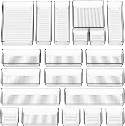 Simple Houseware drawer organizers full set arranged in a drawer for makeup and office items