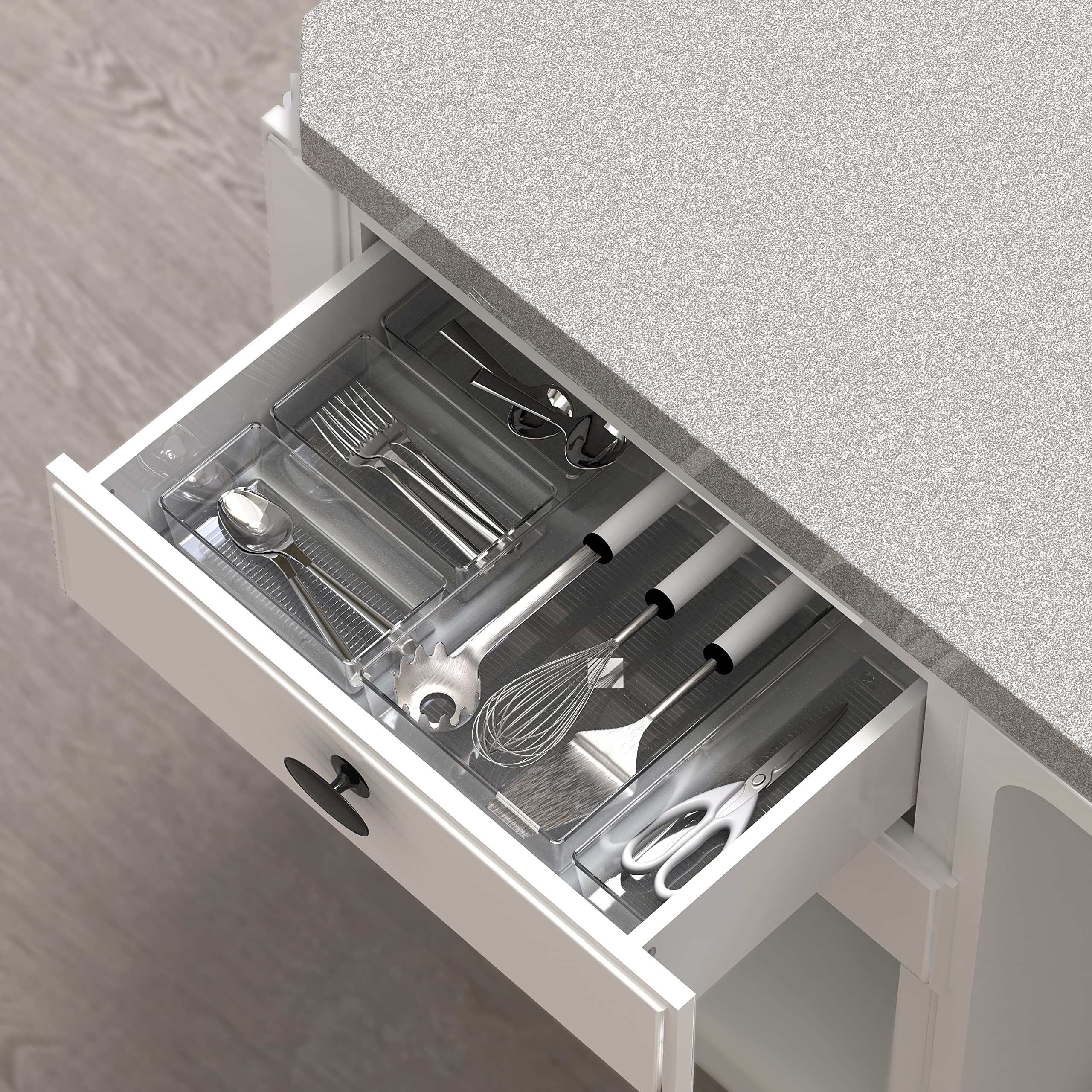 Simple Houseware non-slip feet keep bins steady while drawers open