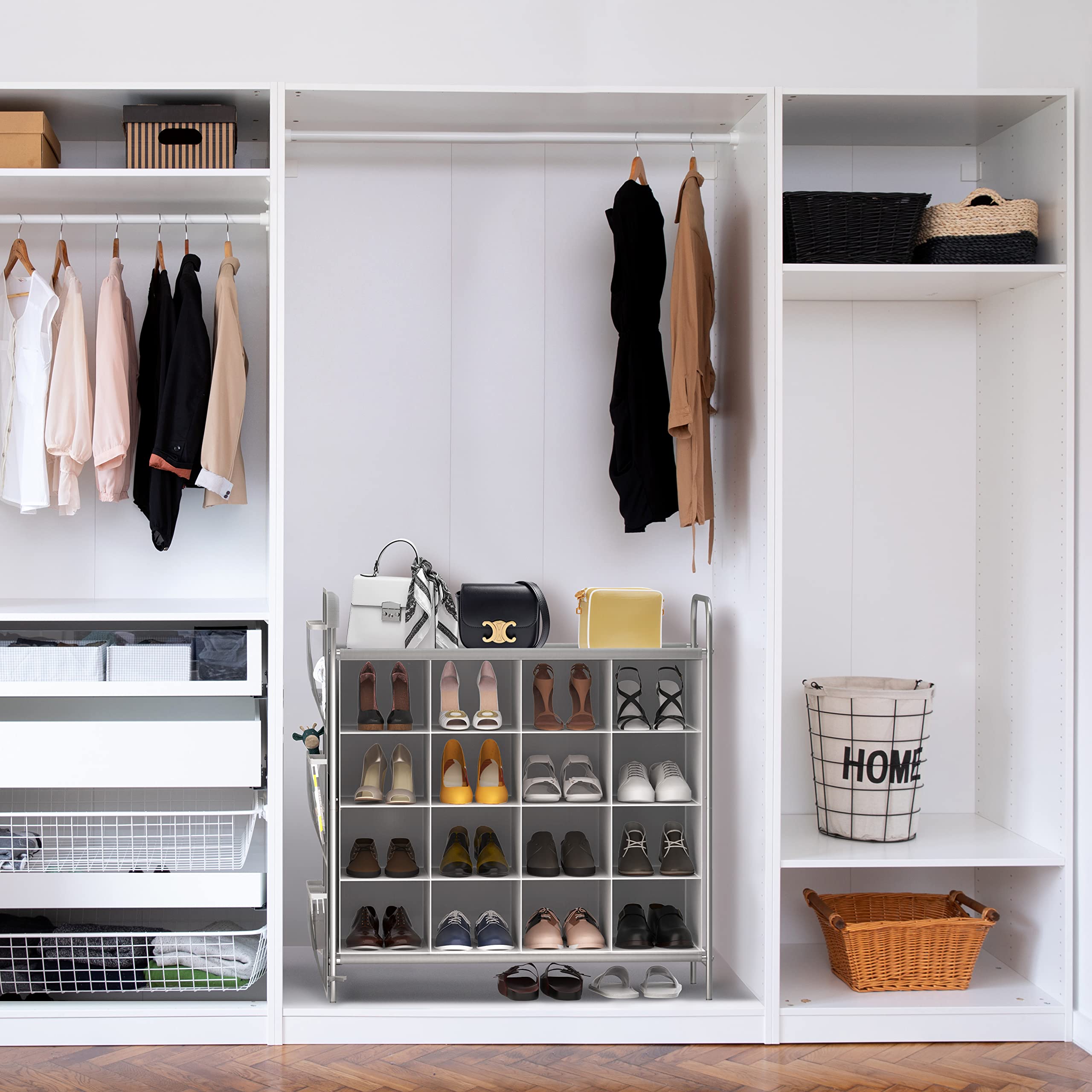Simple Houseware durable metal frame supports 16-pair capacity.