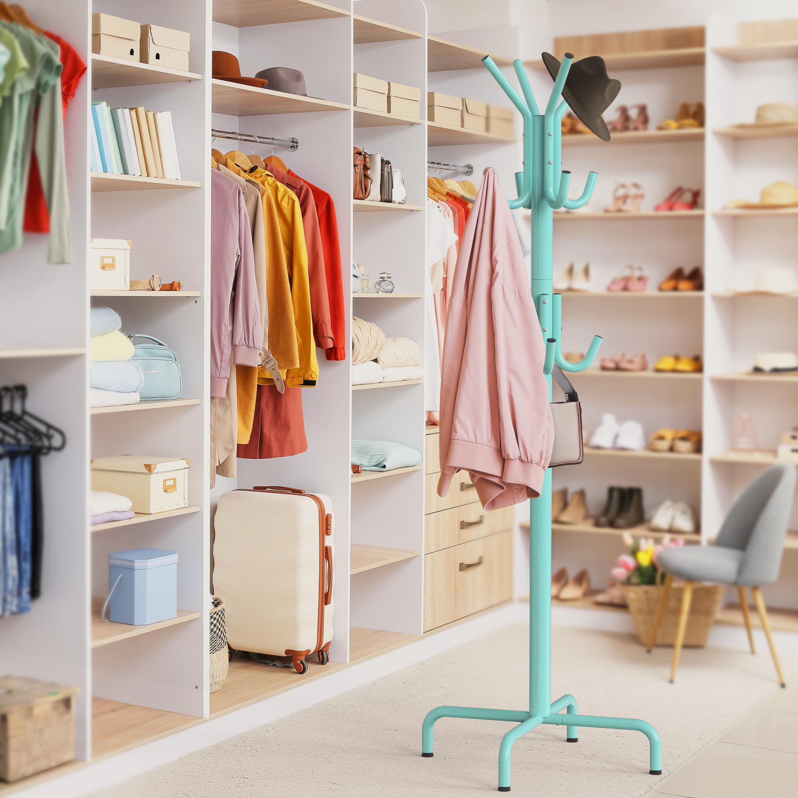 Simple Houseware durable metal frame in turquoise finish offers lasting style and practicality.