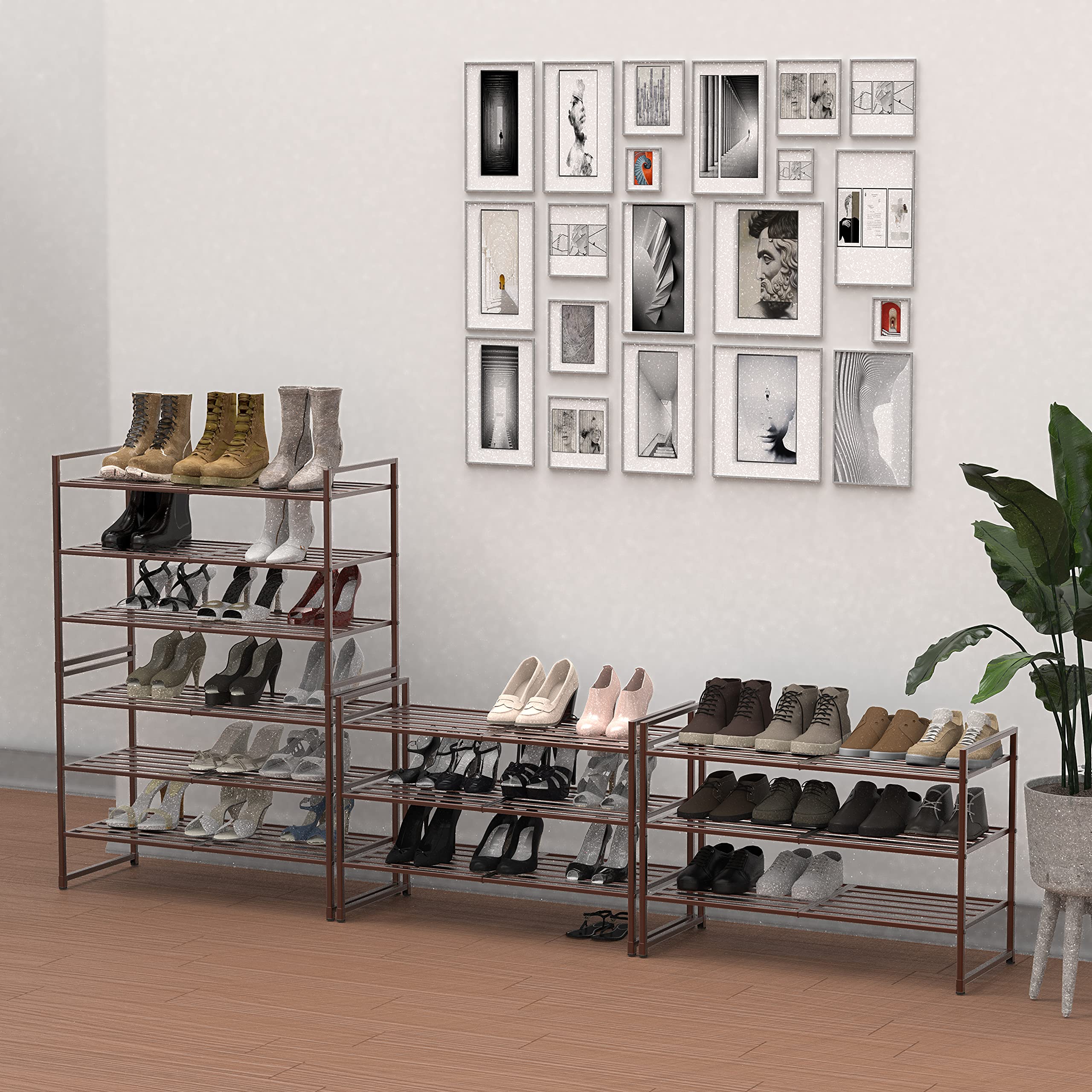 Entryway mudroom storage by Simple Houseware keeps shoes tidy.
