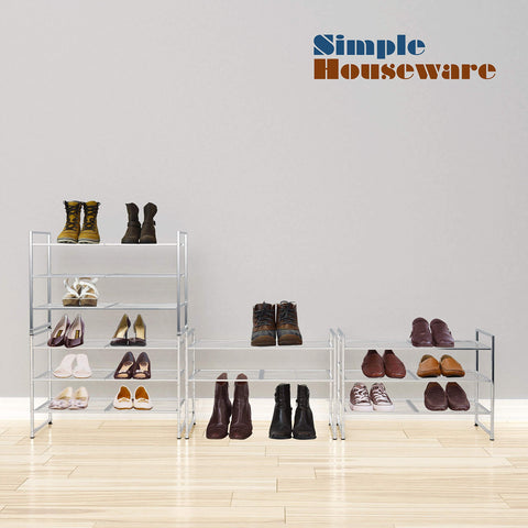 Simple Houseware entryway storage keeps shoes neat in mudroom.