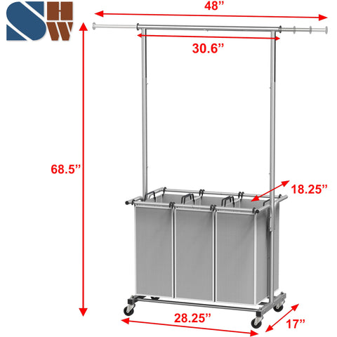 Simple Houseware extendable hanging rod shows adjustable capacity for varied loads.