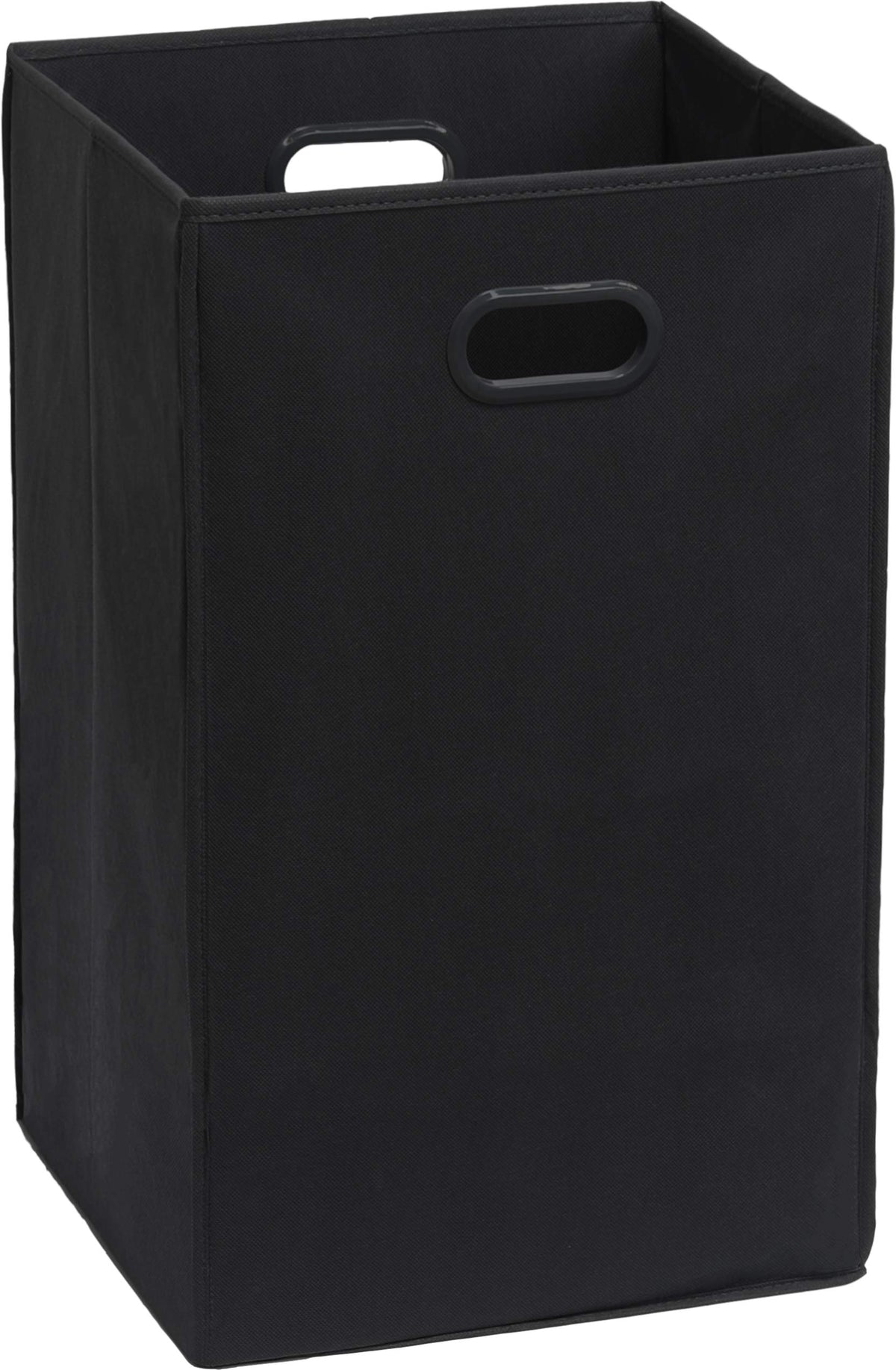 Simple Houseware foldable hamper in black, compact folded storage for small spaces.