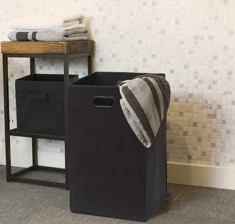 Simple Houseware foldable hamper fits neatly in small closet spaces.