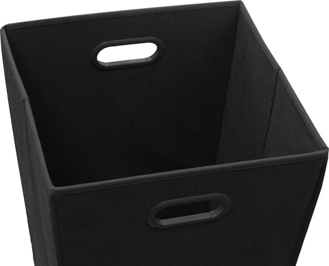 Simple Houseware black foldable hamper standing and ready for use.