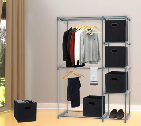 Simple Houseware foldable cube bin folded flat demonstrates space-saving design.
