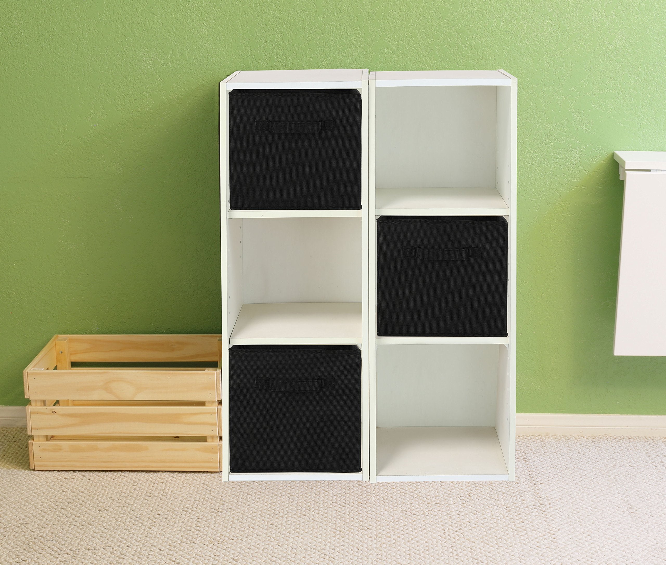 Folded-flat design helps seasonal storage with minimal effort for Simple Houseware bins.