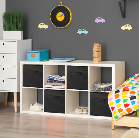 Interior view reveals roomy space inside a Simple Houseware foldable cube bin.