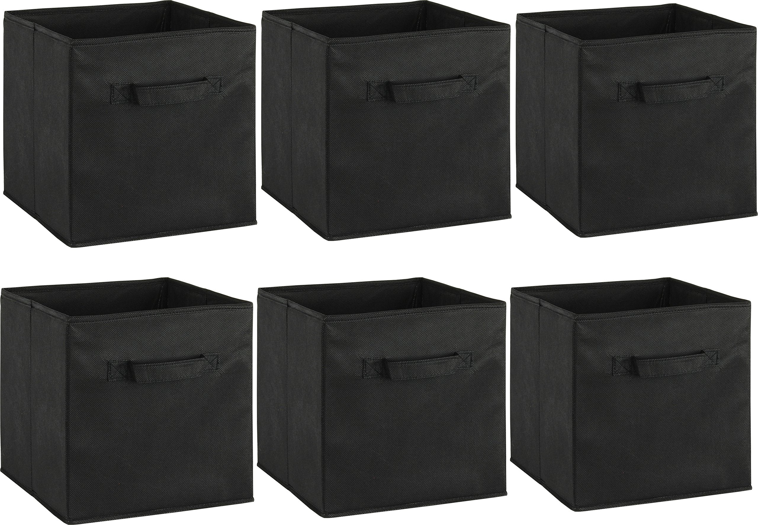 Simple Houseware foldable cube bin stacked in a closet saves space and stays organized.