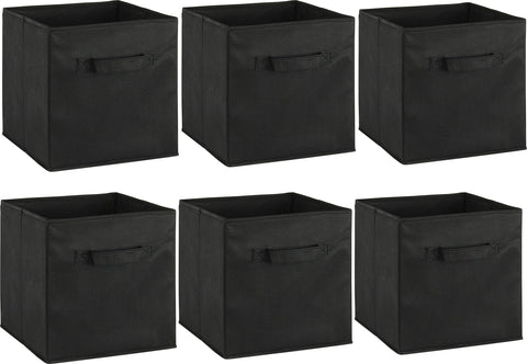 Simple Houseware foldable cube bin stacked in a closet saves space and stays organized.