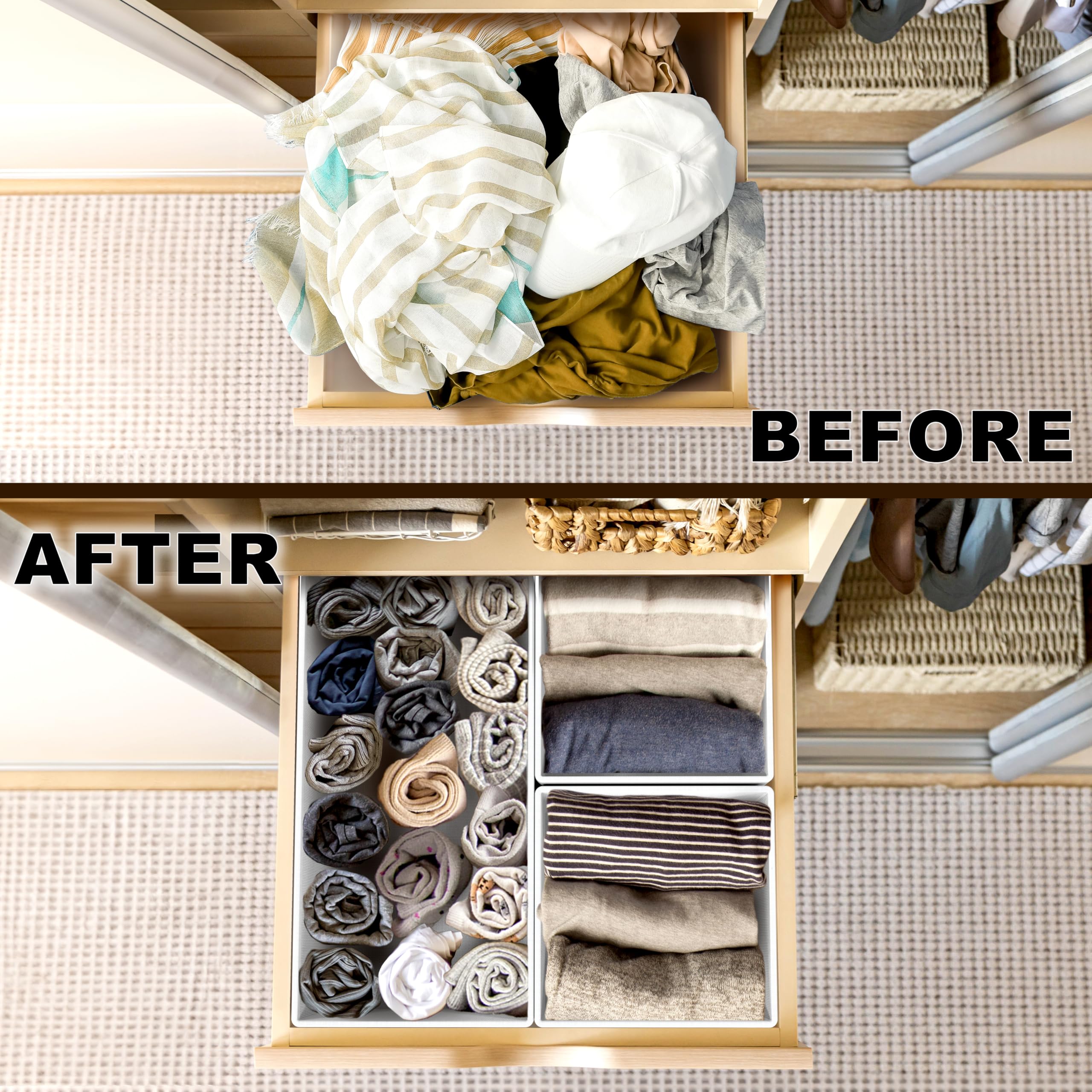 Simple Houseware foldable drawer organizer gray helps keep scarves neatly stored