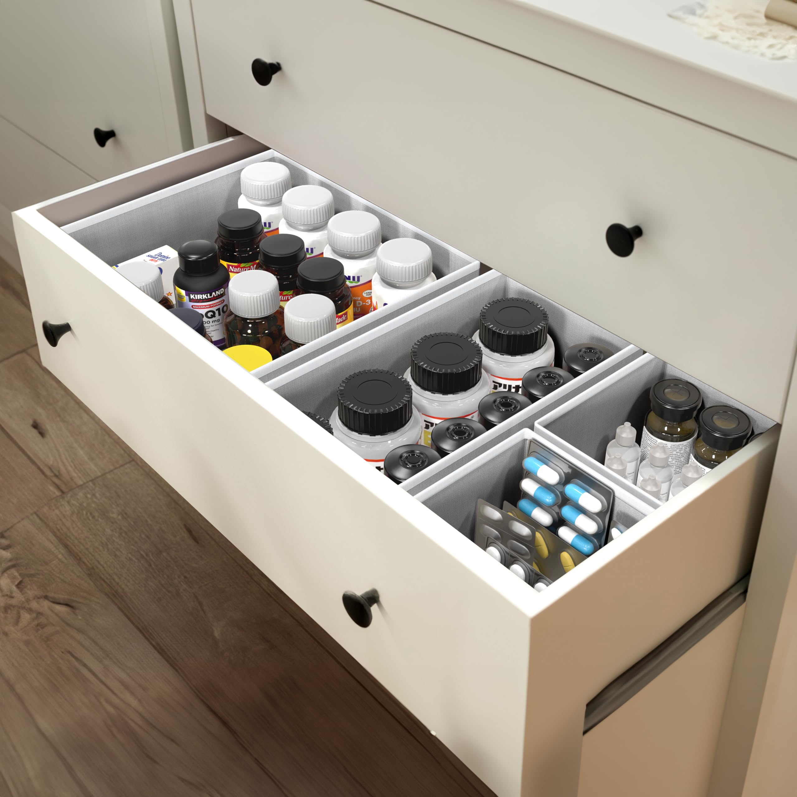 Simple Houseware foldable drawer organizer gray demonstrates sturdy nonwoven fabric construction