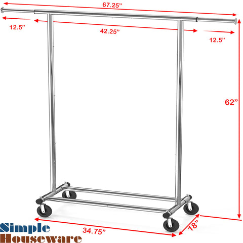 Overall dimensions accommodate long garments and seasonal items