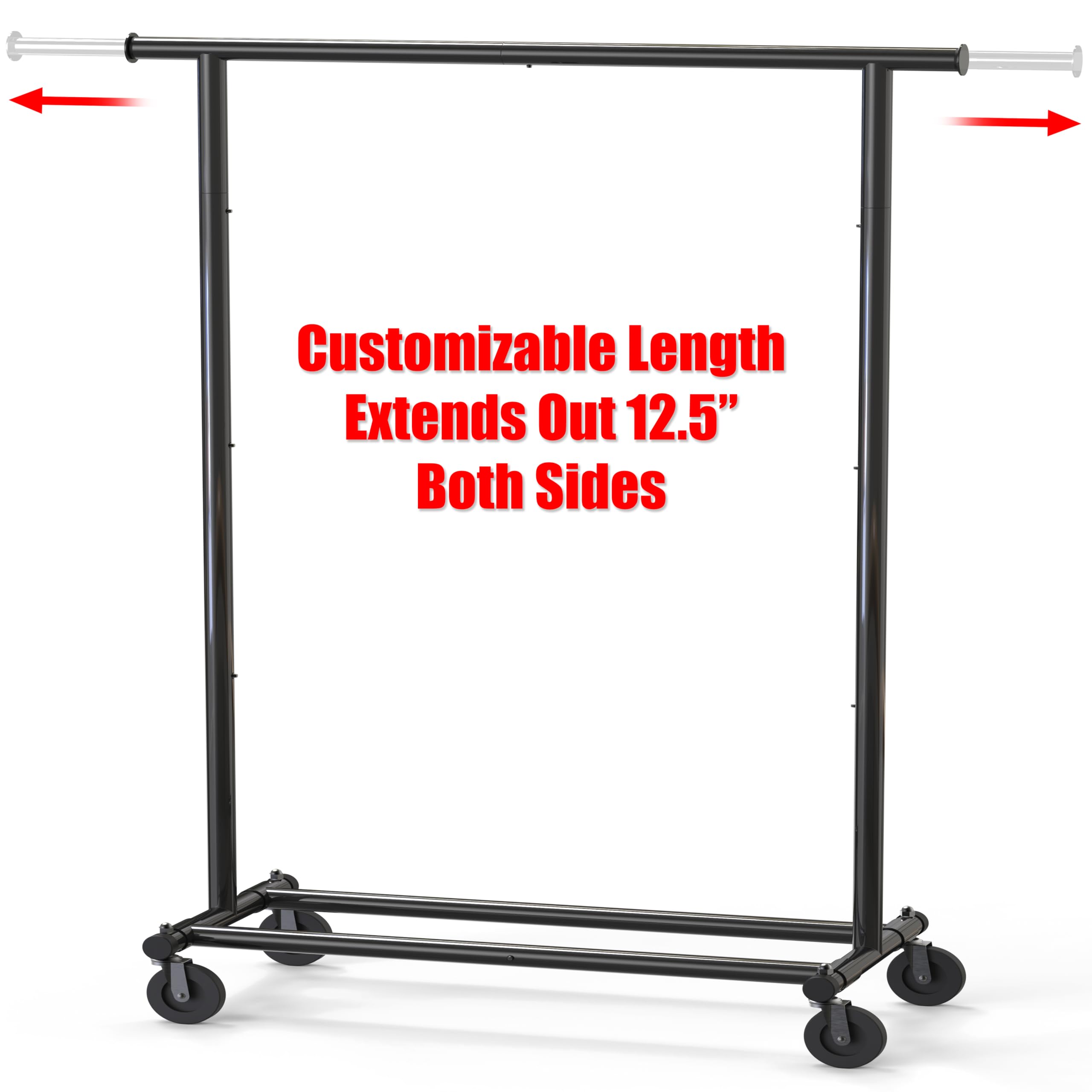 Simple Houseware garment rack with 360-degree casters for easy room-to-room mobility.