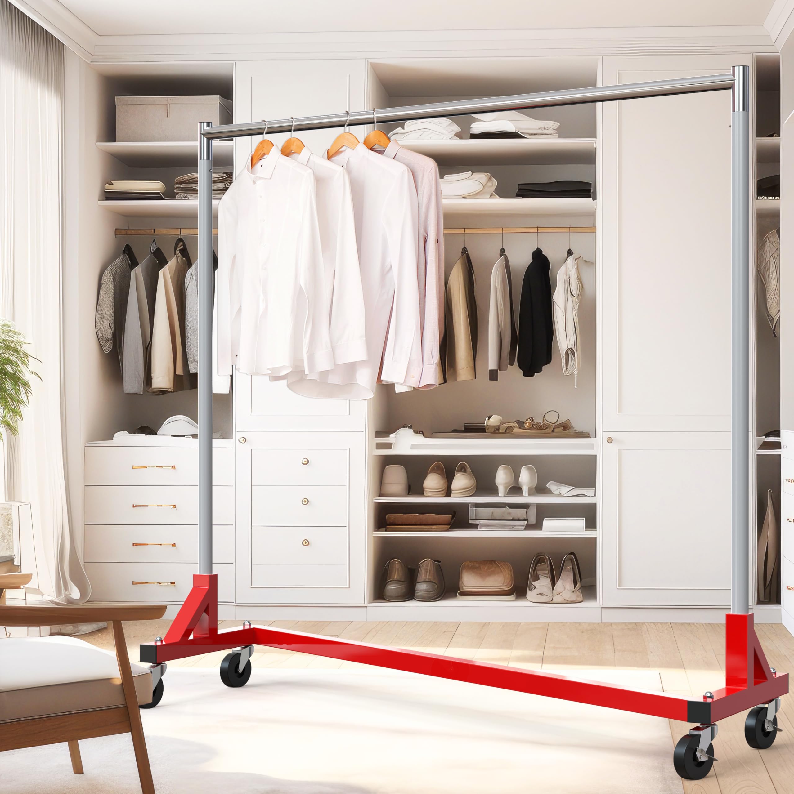 Simple Houseware garment rack with 63-inch bar for long garments