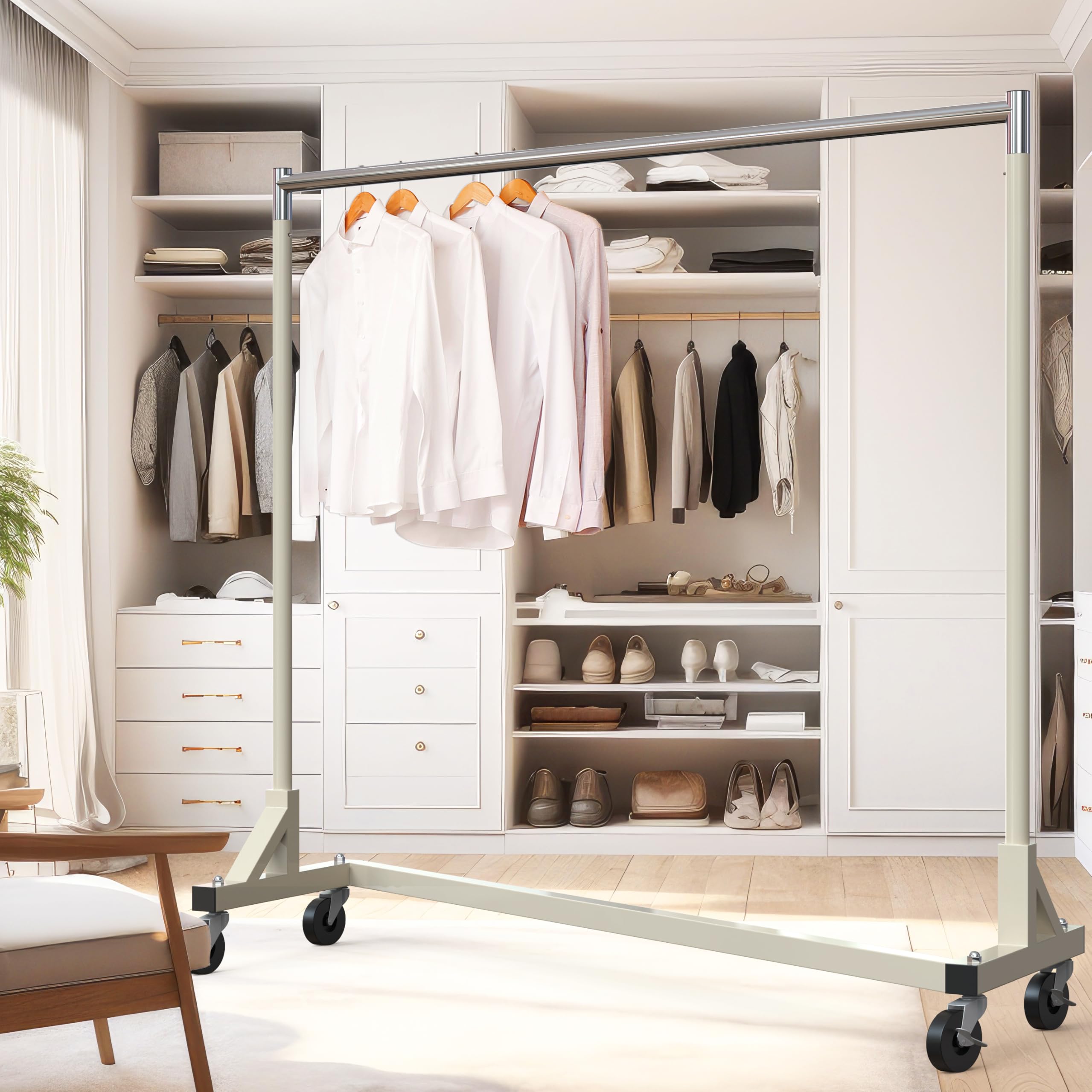 Simple Houseware garment rack with 63-inch hanging bar for long garments