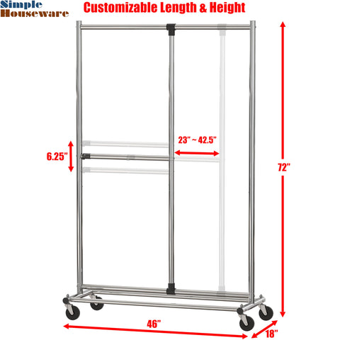 Simple Houseware garment rack with caster wheels for effortless mobility and reorganization.