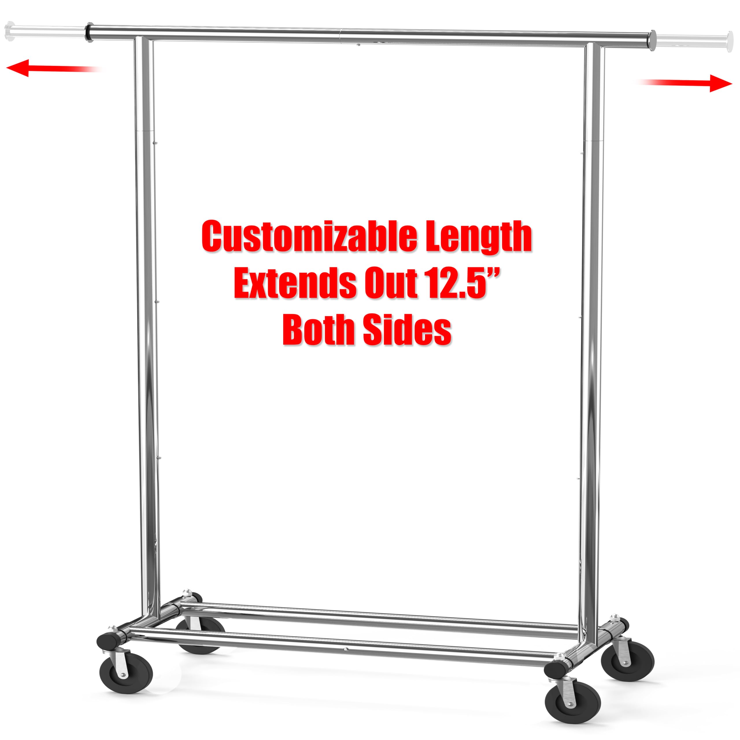 Chrome finish steel frame highlights durability and a clean, modern look