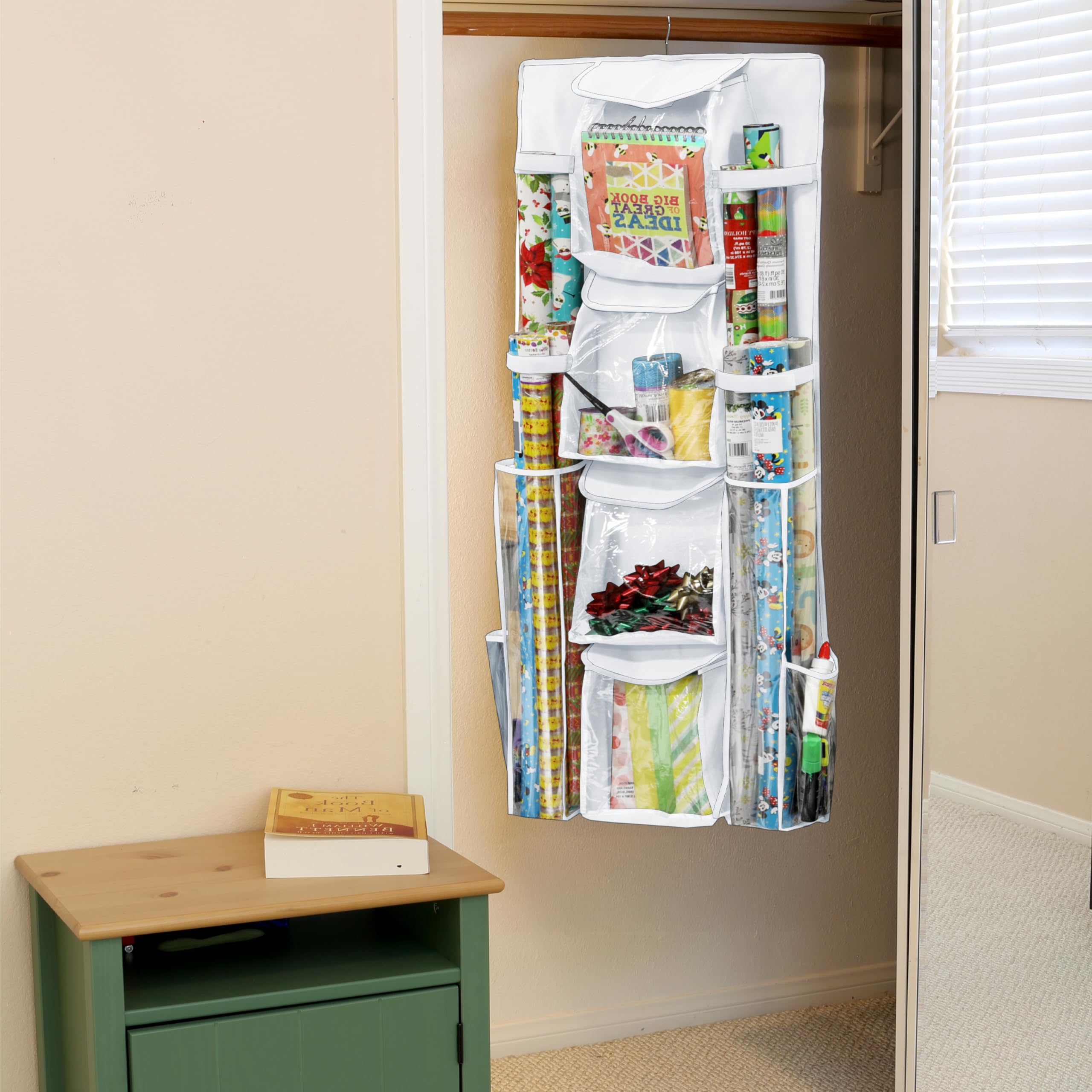 Simple Houseware gift-wrap organizer keeps ribbons and craft supplies neatly within reach