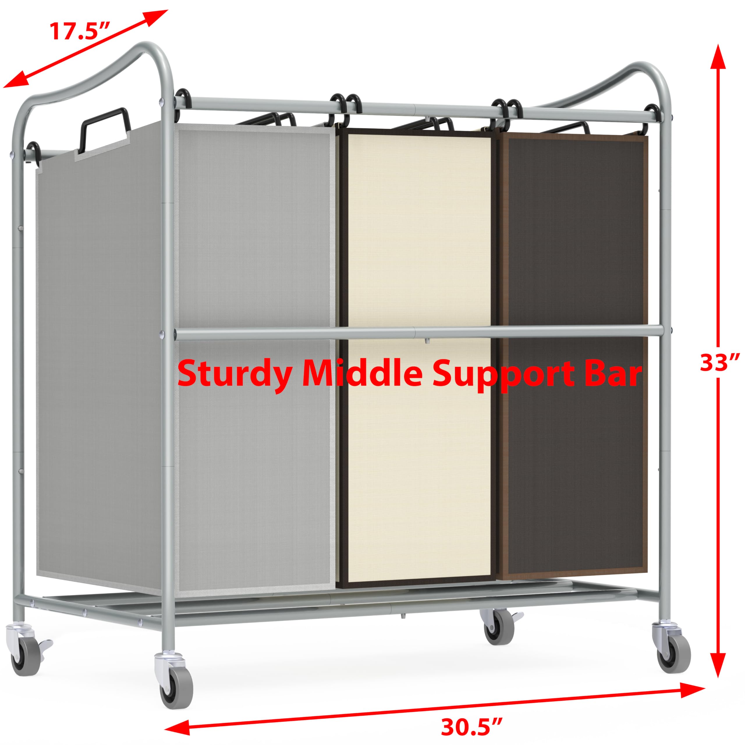 Grey 13-gallon bags close-up showing durable fabric and easy cleaning