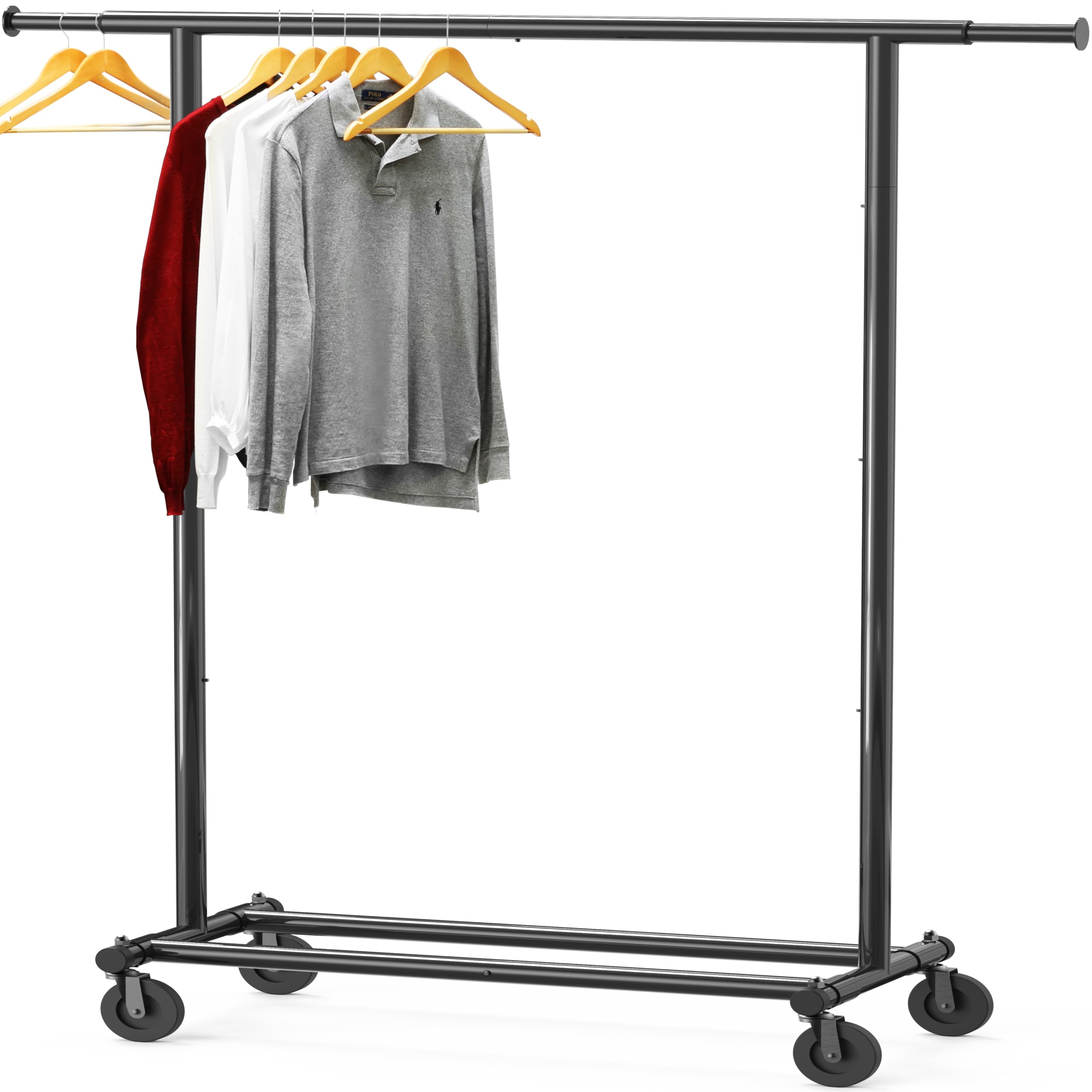Simple Houseware heavy-duty garment rack with extendable rod for versatile closet space.