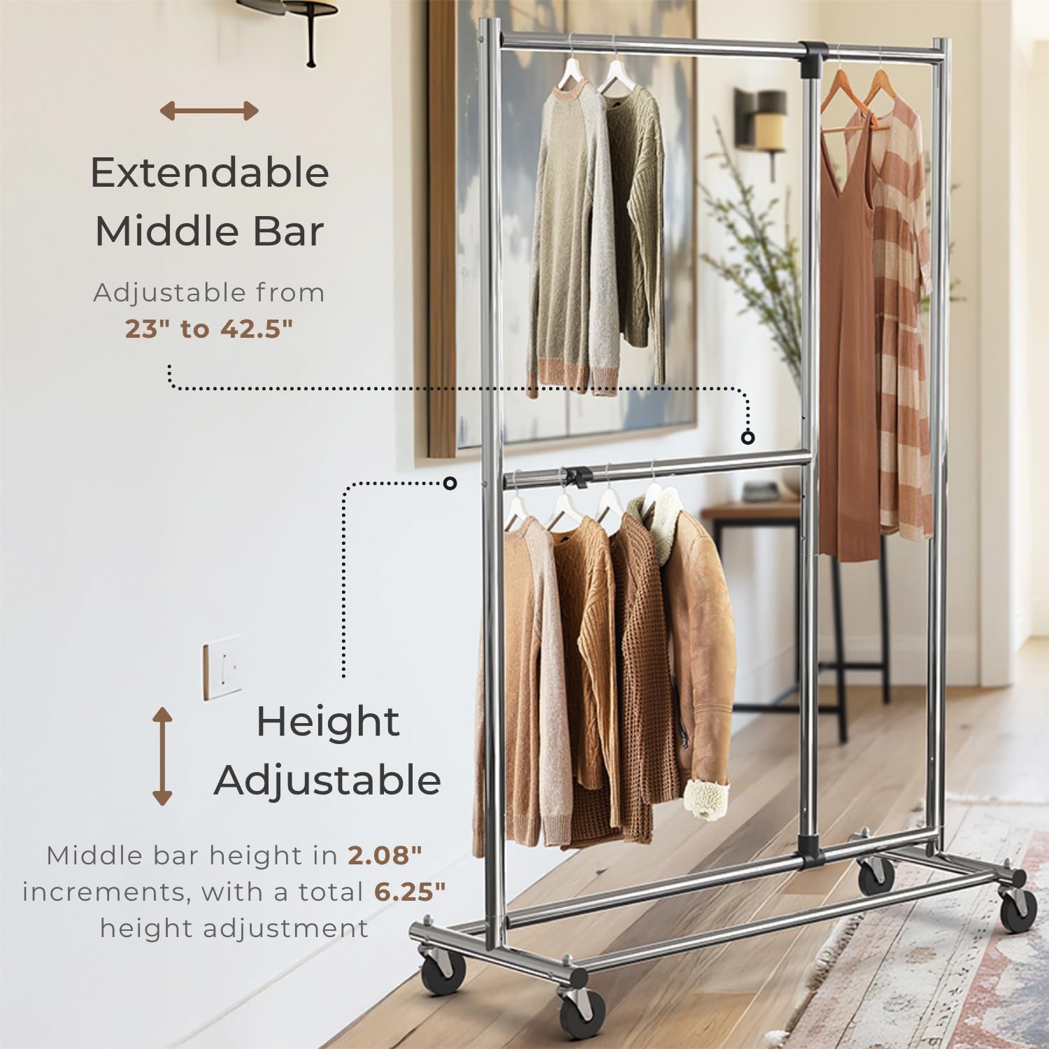Simple Houseware heavy-duty steel frame ensures long-lasting stability.