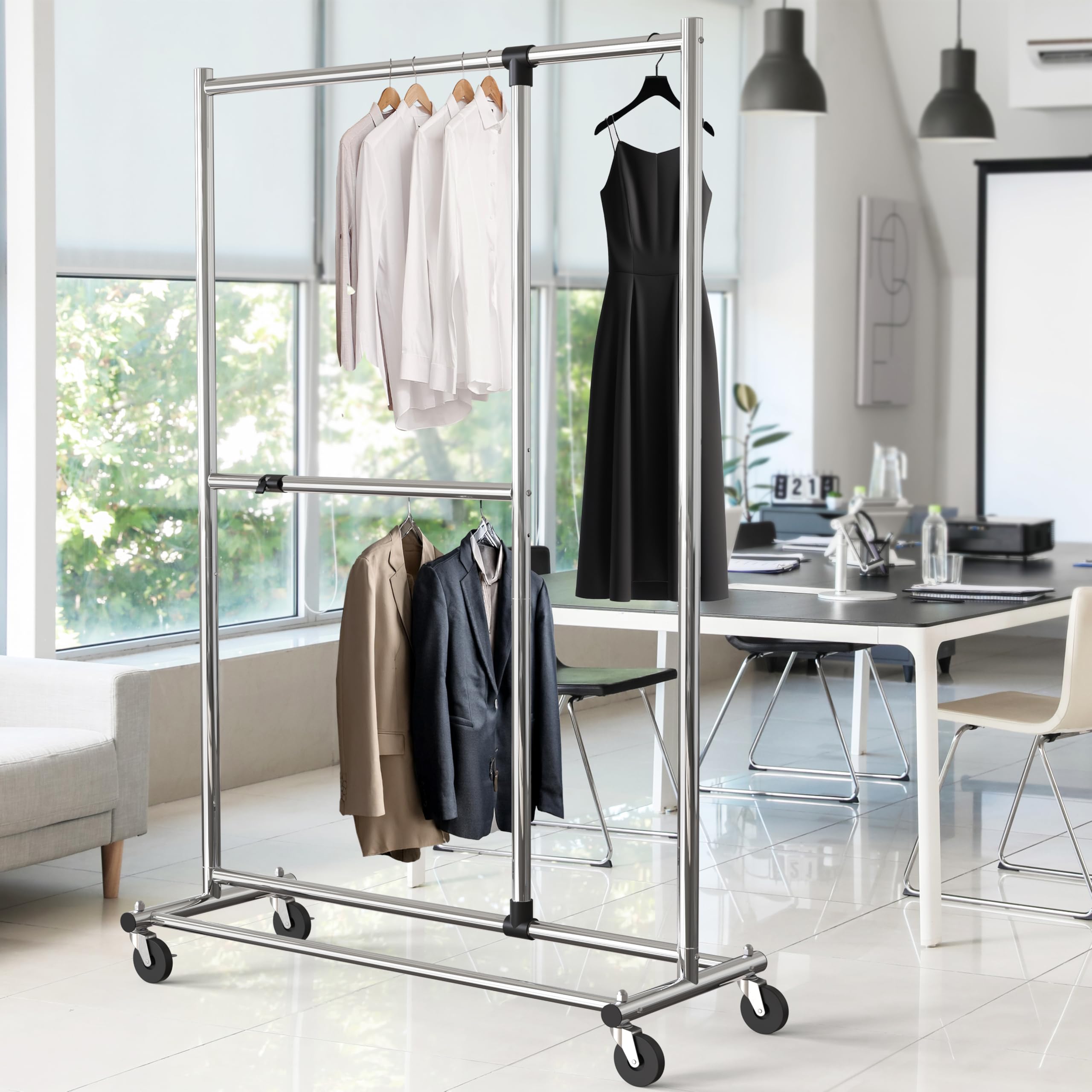 Simple Houseware height-adjustable middle bar with 2.08-inch steps for a tailored fit.