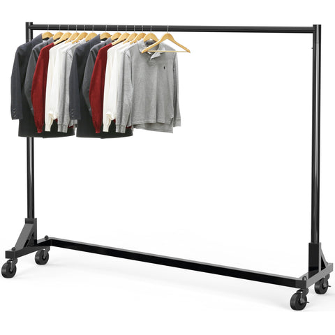 Simple Houseware garment rack base with Z-base design for compact stacking and storage efficiency.