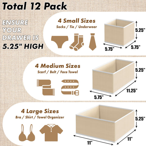 Simple Houseware large drawer boxes arranged in a drawer for tidy garments.