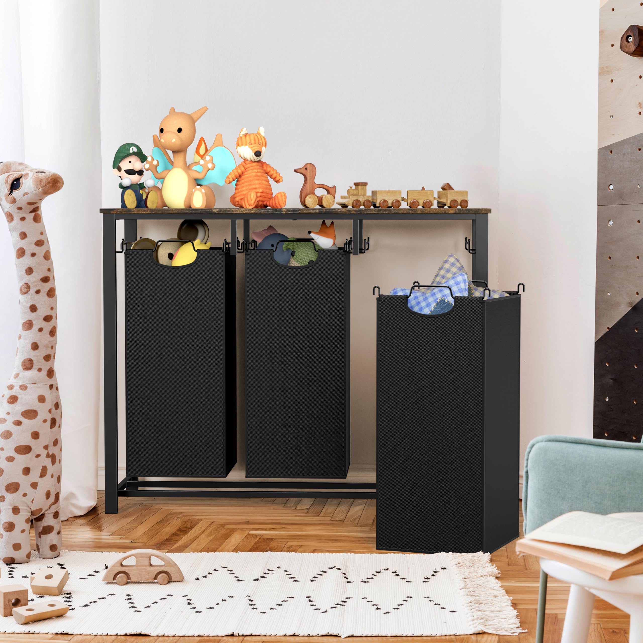 Each 10-gallon hamper helps separate lights, darks, and delicates efficiently.