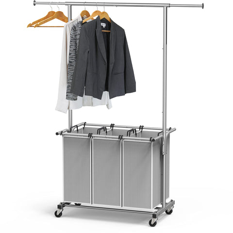 Simple Houseware three-bag laundry sorter, overall view for organized laundry.