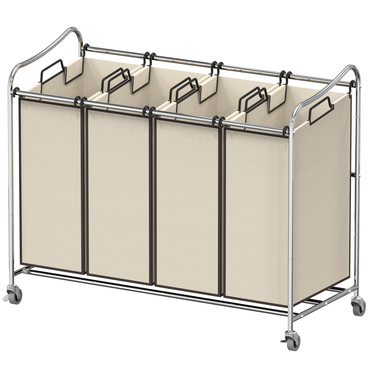Simple Houseware laundry sorter cart chrome frame shows a sturdy, smooth-rolling design.