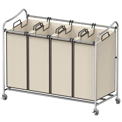 Simple Houseware laundry sorter cart chrome frame shows a sturdy, smooth-rolling design.