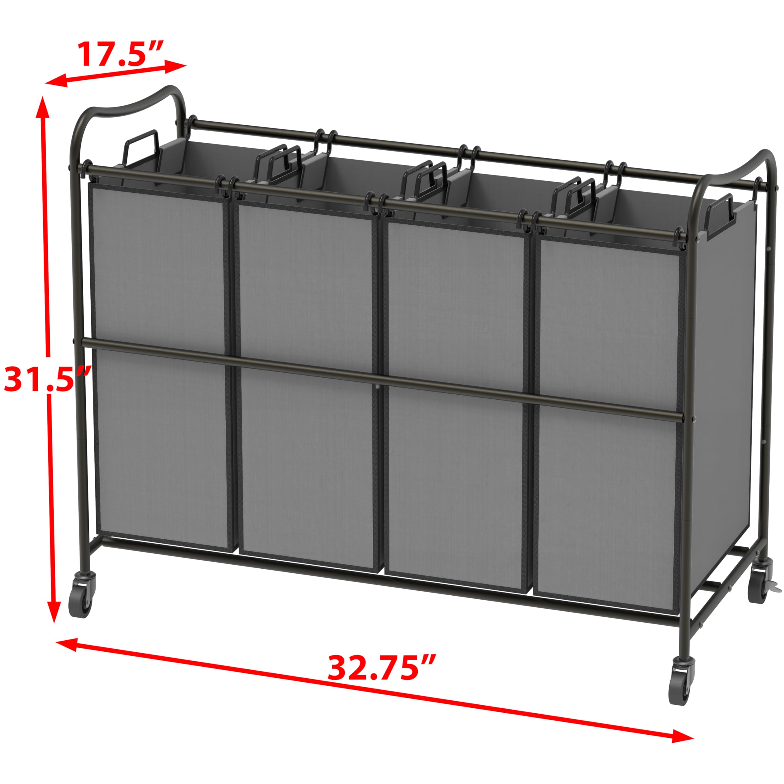 Bag and frame dimensions displayed on the sorter.