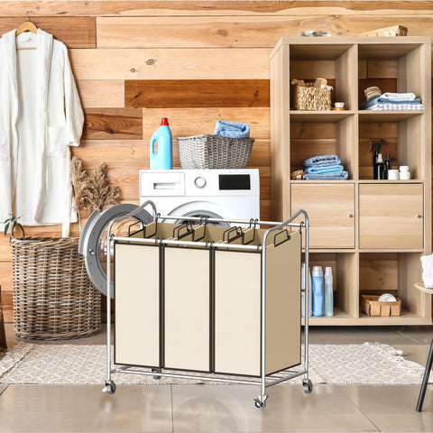 Simple Houseware three-bag cart with brakes, secure on stairs and floors