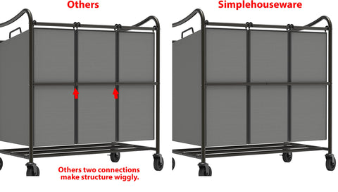 Simple Houseware frame dimensions illustrate fit in small spaces.