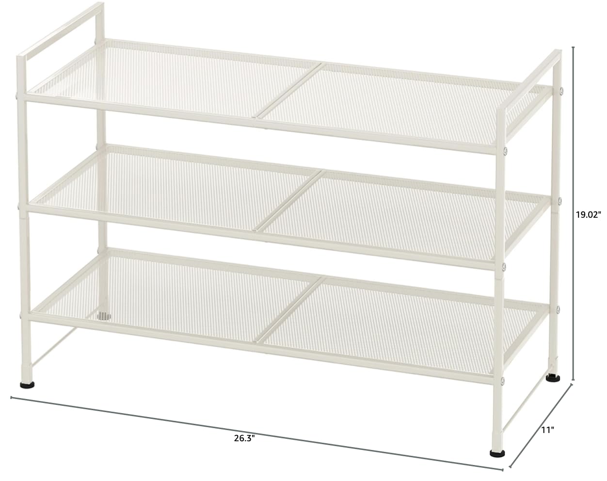 Simple Houseware mesh rack holds nine pairs per level for organized closet aisles.