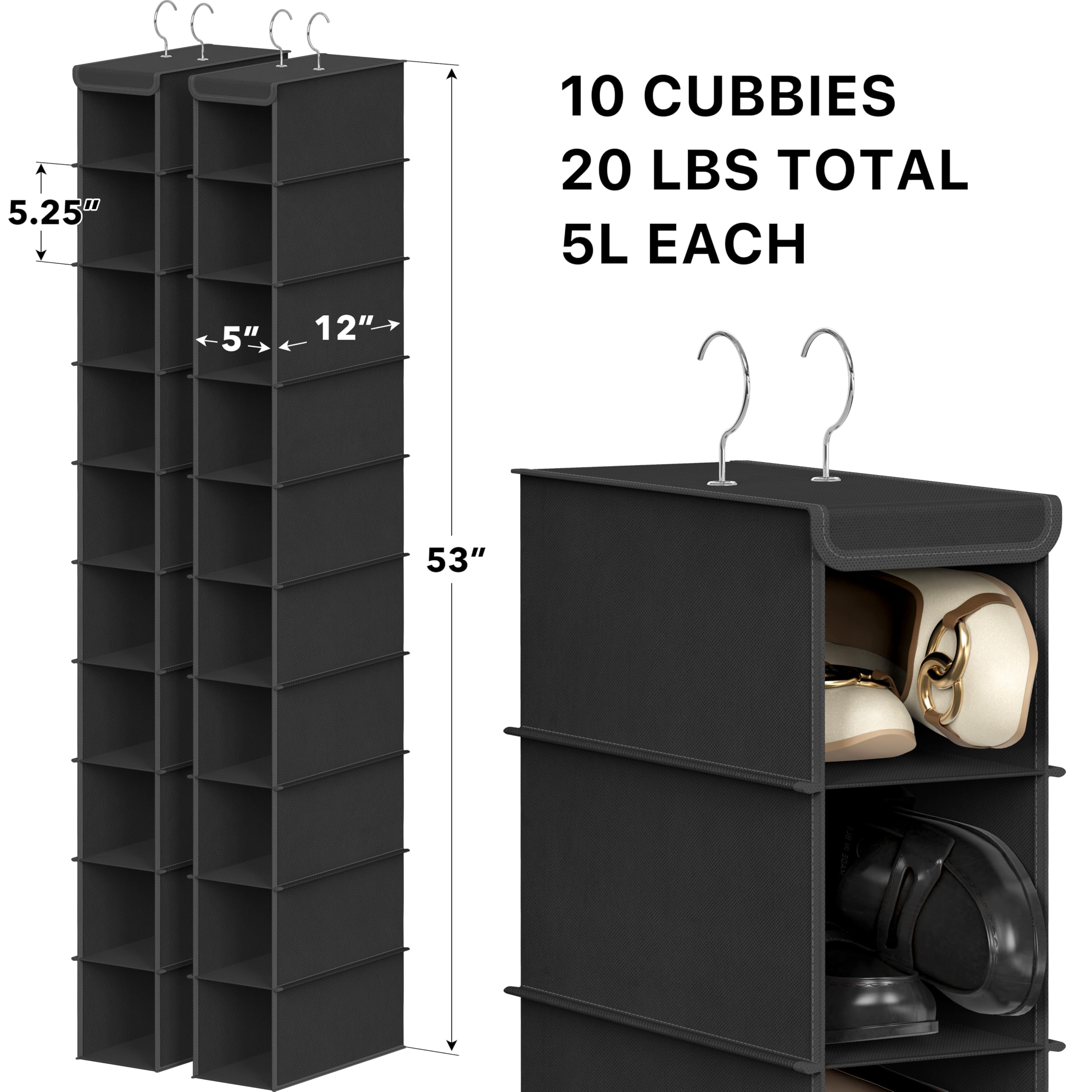 Simple Houseware durable metal-frame organizer supports shapes without sagging.