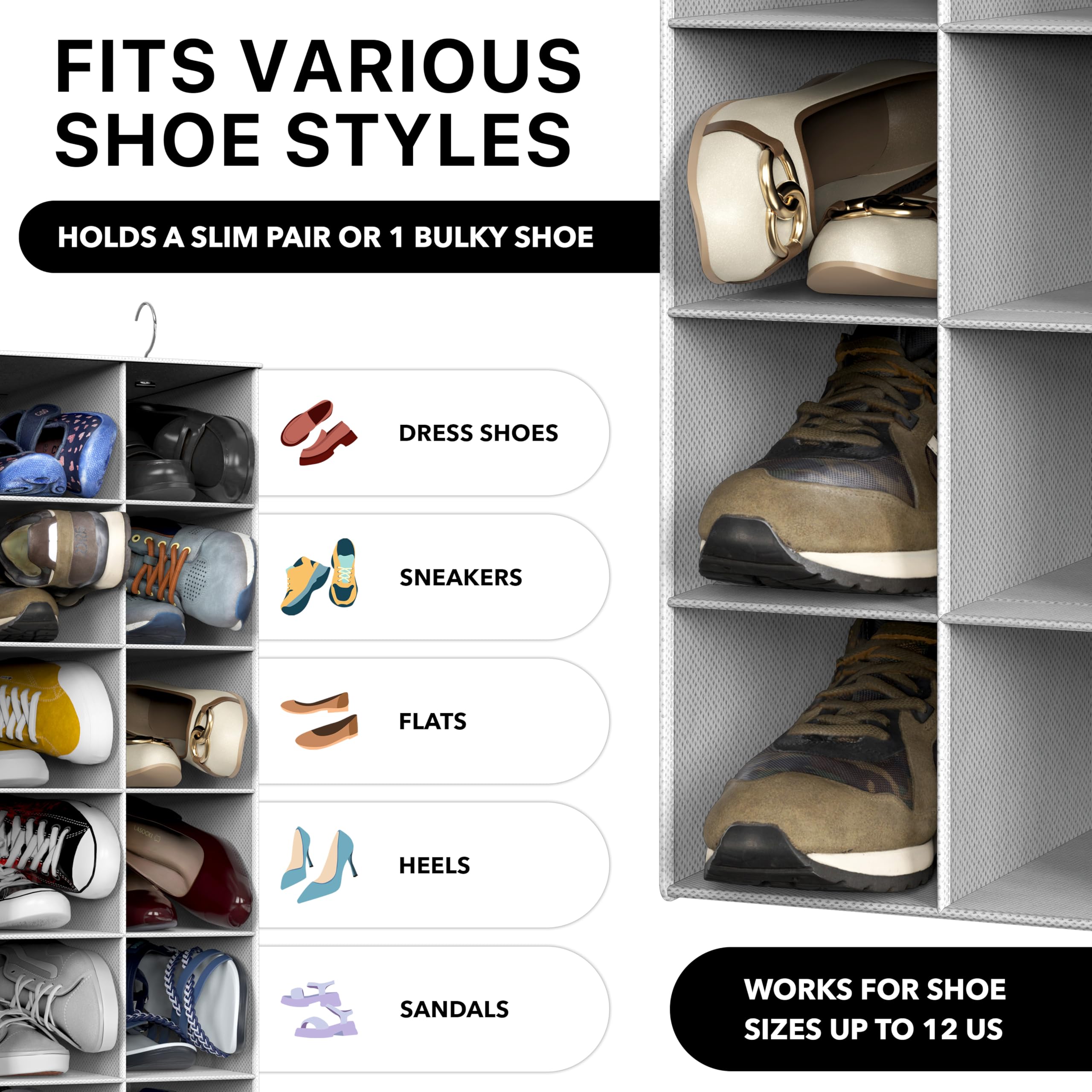 Simple Houseware multipurpose closet storage for shoes, gloves, hats, and accessories.