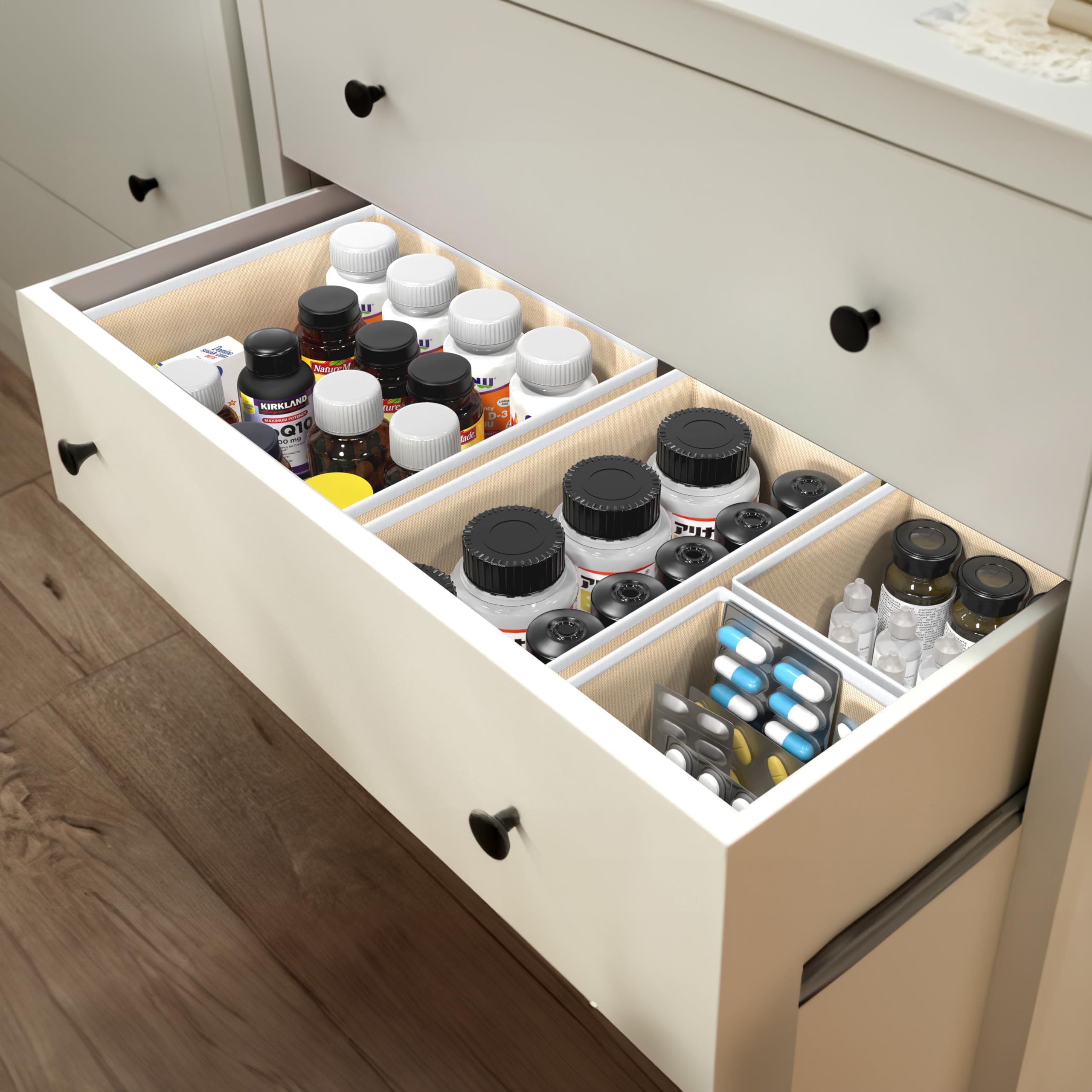 Simple Houseware organizers ideal for nursery drawers and tiny garments.