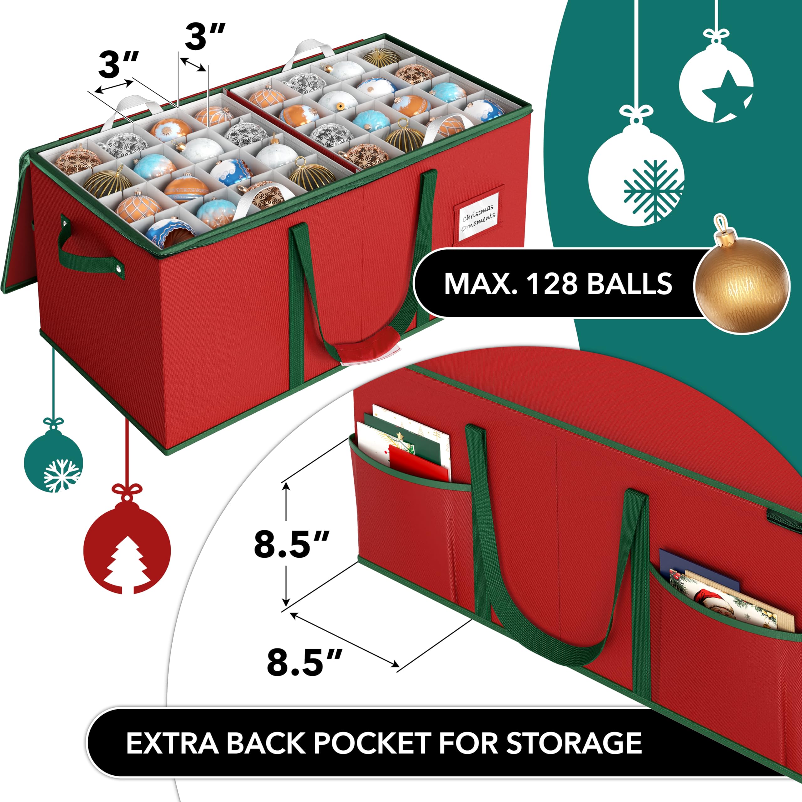 Simple Houseware ornament storage box capacity up to 128 ornaments for efficient holiday organization