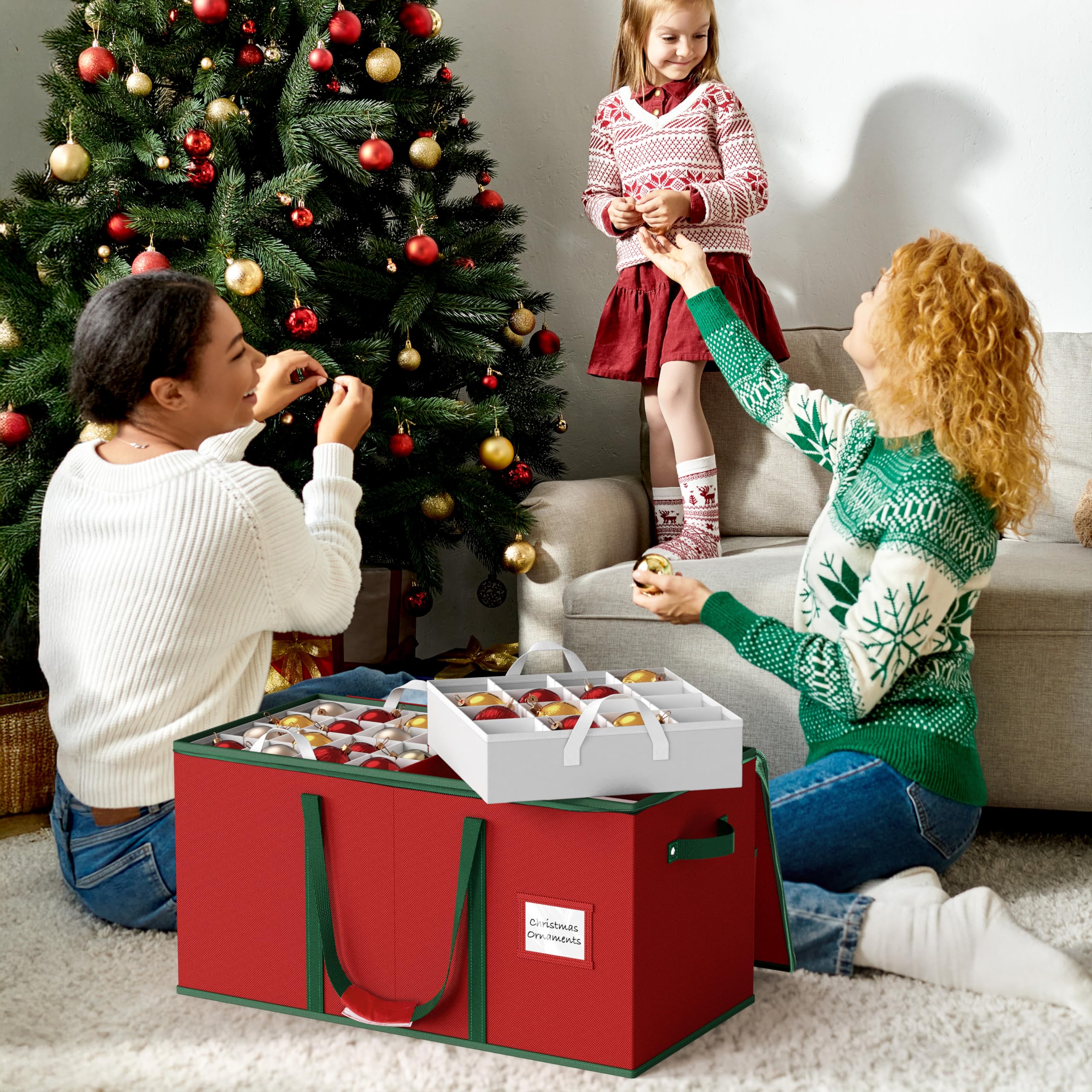 Simple Houseware ornament storage box dimensions 25.5 by 13 by 13 inches